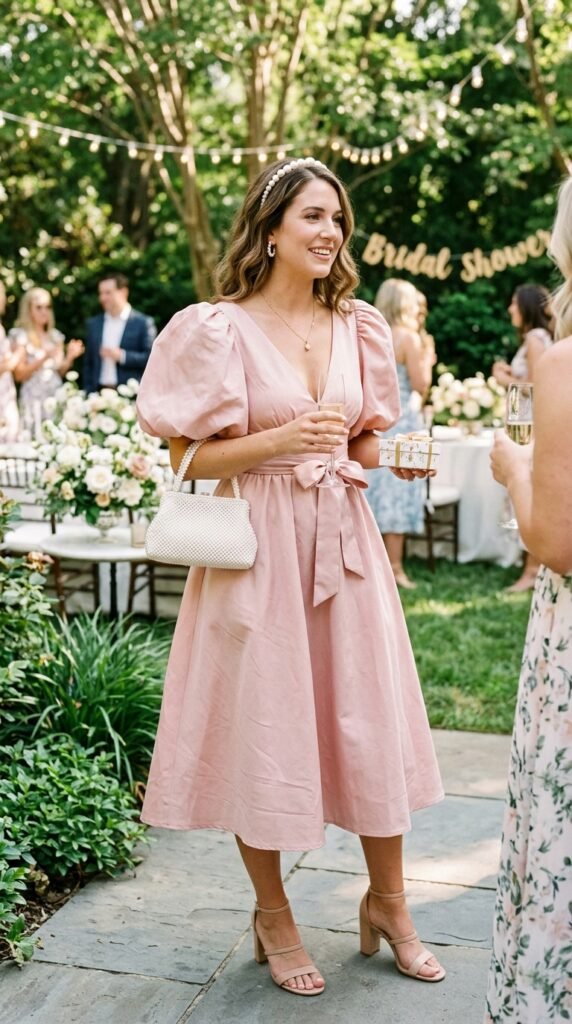 The-Puff-Sleeve-Cocktail-Dress-Bridal-Shower-Outfit