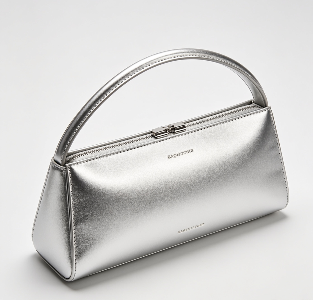  5. The Silver metallic Baguette Bag