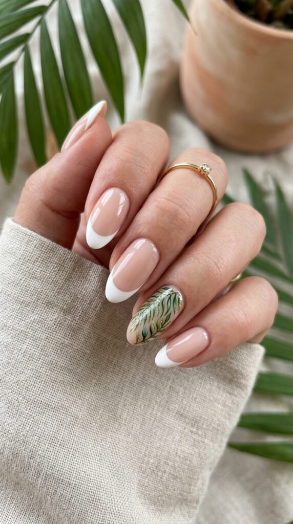 The Soft Nude French Palm Accent Nail Art