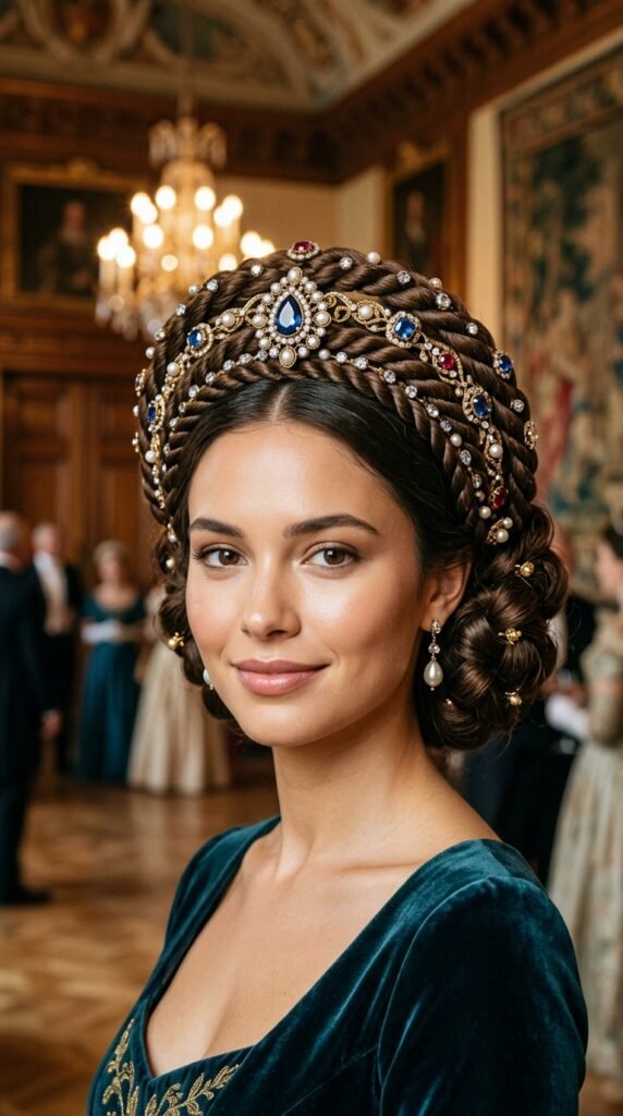 The Twisted Rope Crown with Jewels Hairstyle