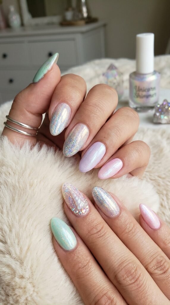 The Unicorn Shimmer Accent Set Nail Art