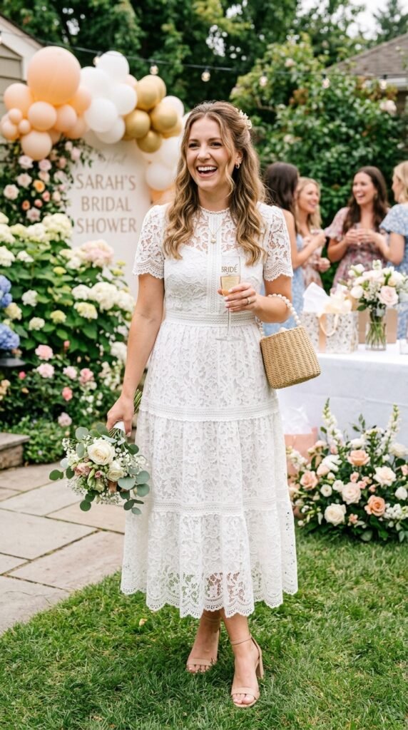 The-White-Lace-Midi-Dress-Bridal-Shower-Outfit-Idea.