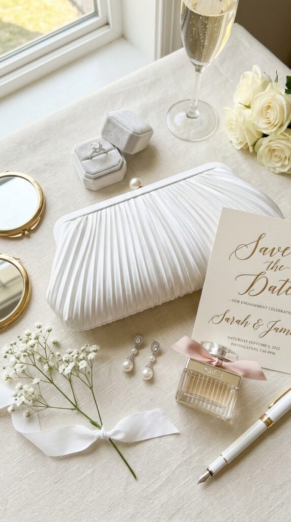 The-White-Pleated-Satin-Purse-Engagement-Accessories-Ideas 