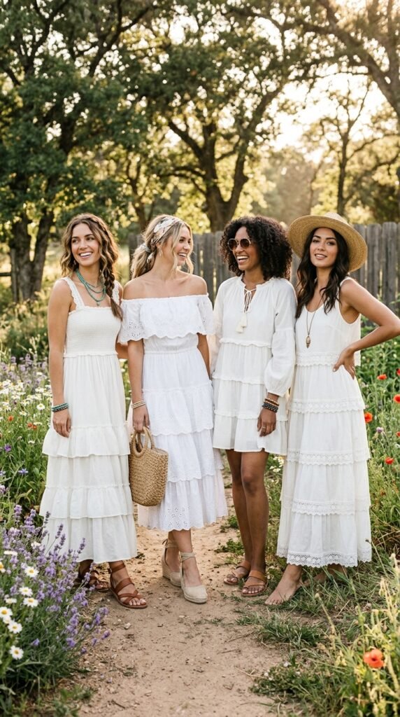 Tiered-Ruffle-White-Boho-Dresses 