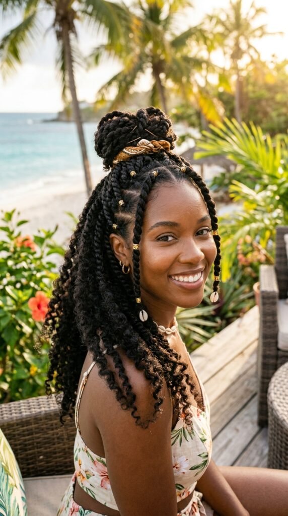 Tropical Honey Brown Twists Hairstyle