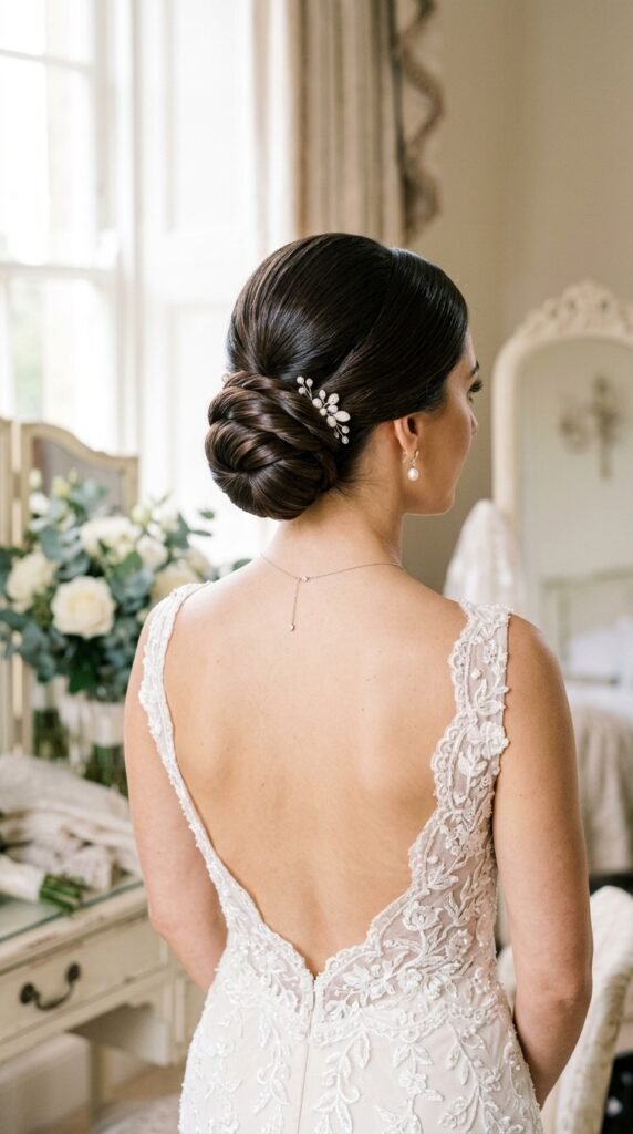 Twisted Sleek Bridal Bun Hairstyle