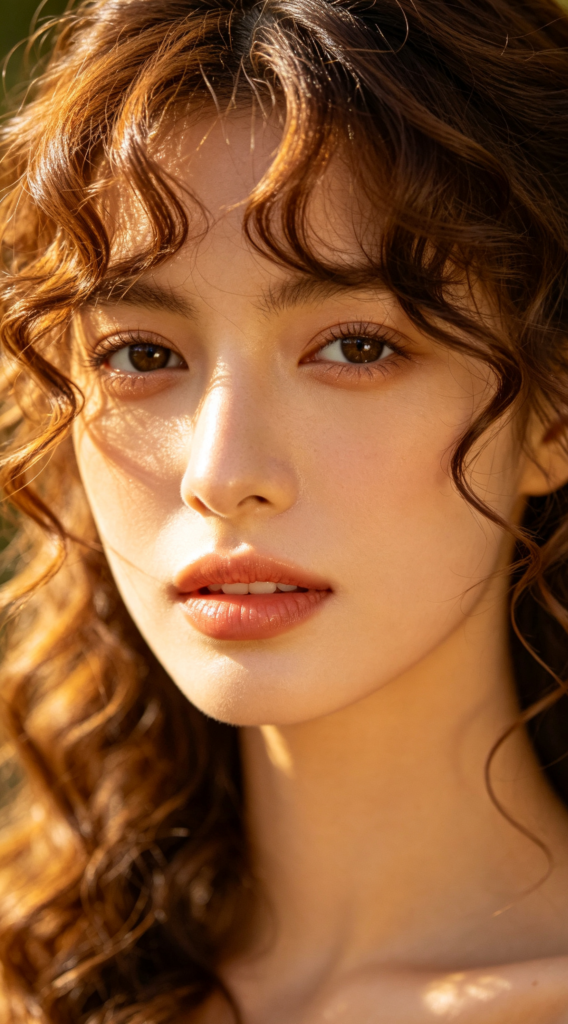   Natural Curly Curtain Bangs