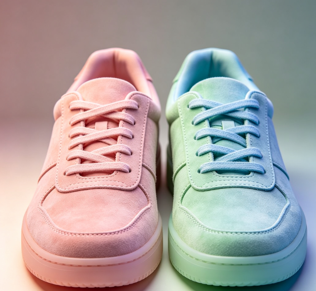 Vibrant Pastel Suede Casual Sneakers
