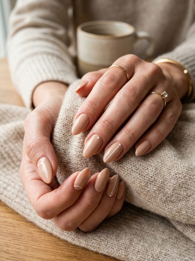Warm Beige Minimalist Nails