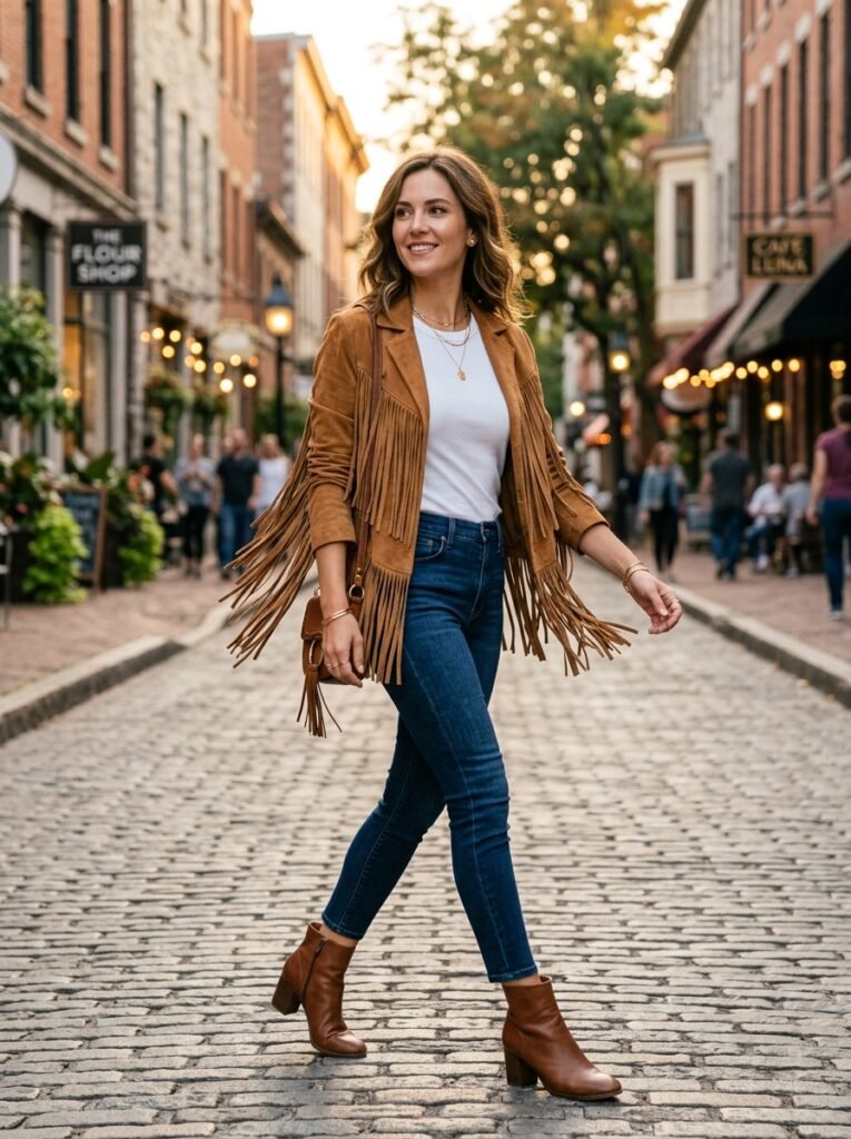 Fringe Jacket with Skinny Jeans