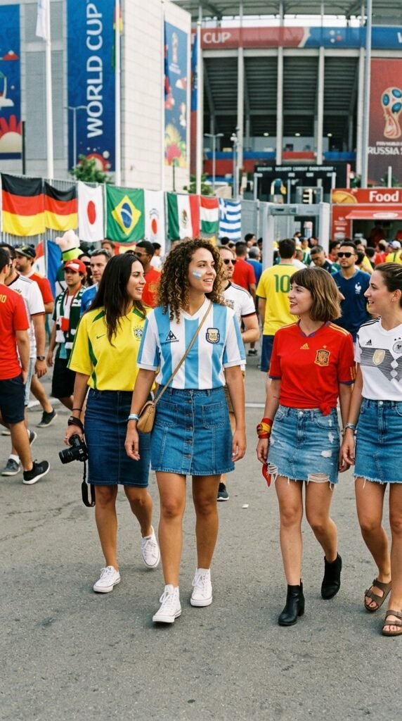 World-Cup-Outfits-For-Women-Ideas-The-Classic-Soccer-Jersey-And-Denim-Skirt
