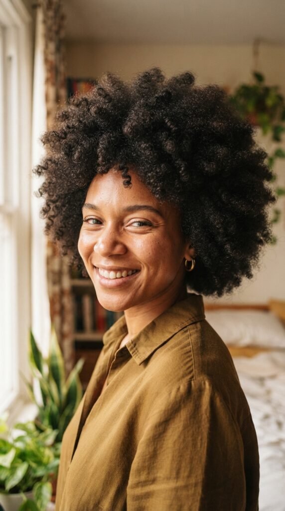 Classic Round Puff Afro Hairstyle