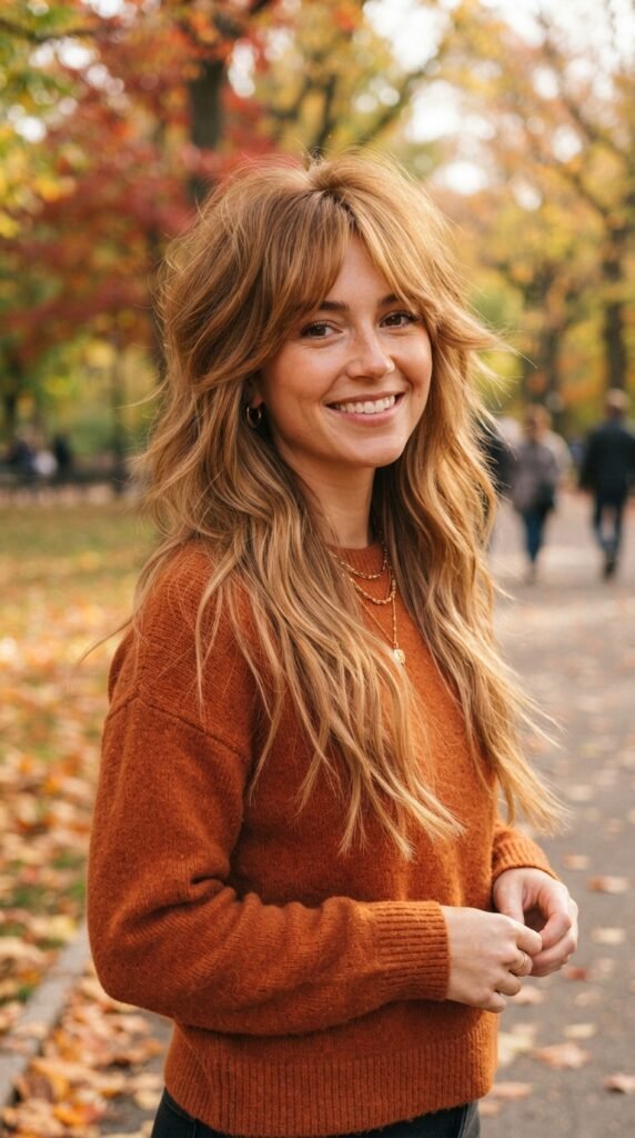 Golden Amber Shag Cut Fall Hairstyles for Long Hair 2026 Hairstyle