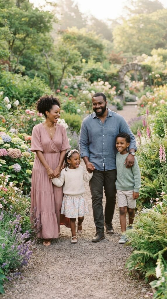 Dusty Rose and Slate Blue Family Photo Outfits Fall Color Scheme