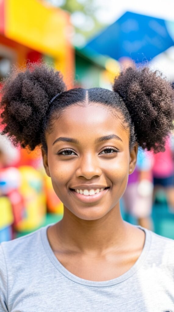 Space Buns Afro Hairstyle