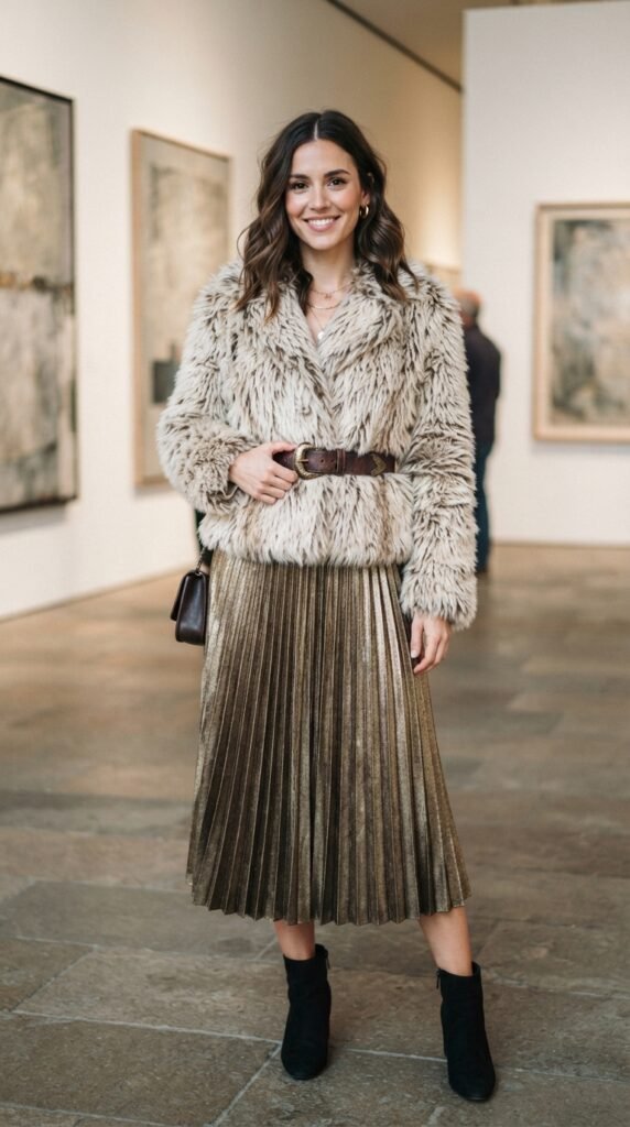 Short Belted Shaggy Jacket Outfit Ideas Stylish Looks Hairstyle