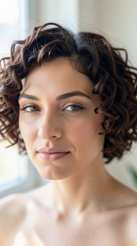 Chocolate Brown Curly Crop Fall Hairstyles for Short Hair 2026 Hairstyle