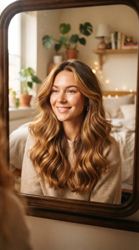 Golden Amber Glow Balayage Hairstyle