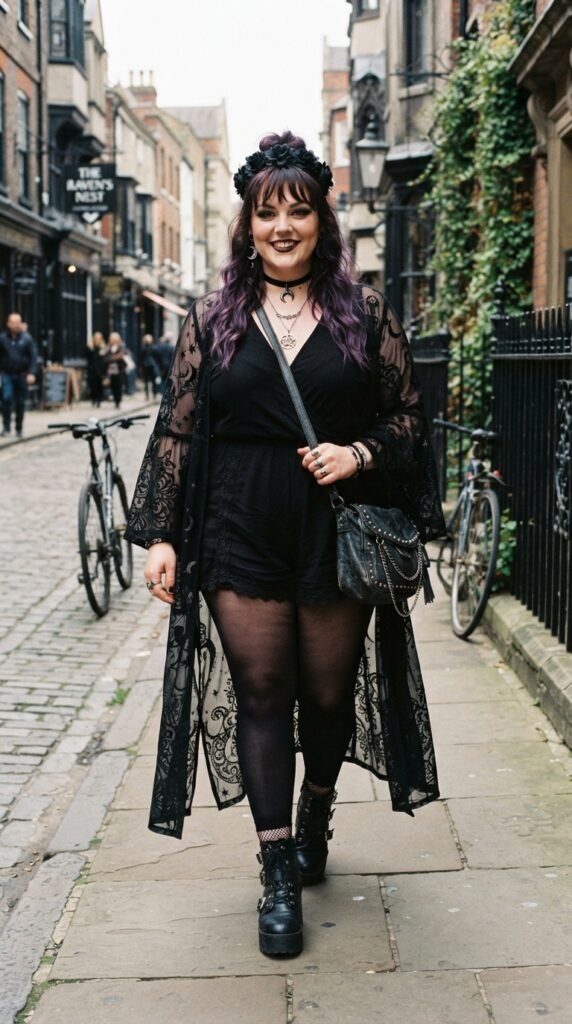 Gothic Lolita Tiered Ruffle Dress Chubby Goth Outfit Ideas