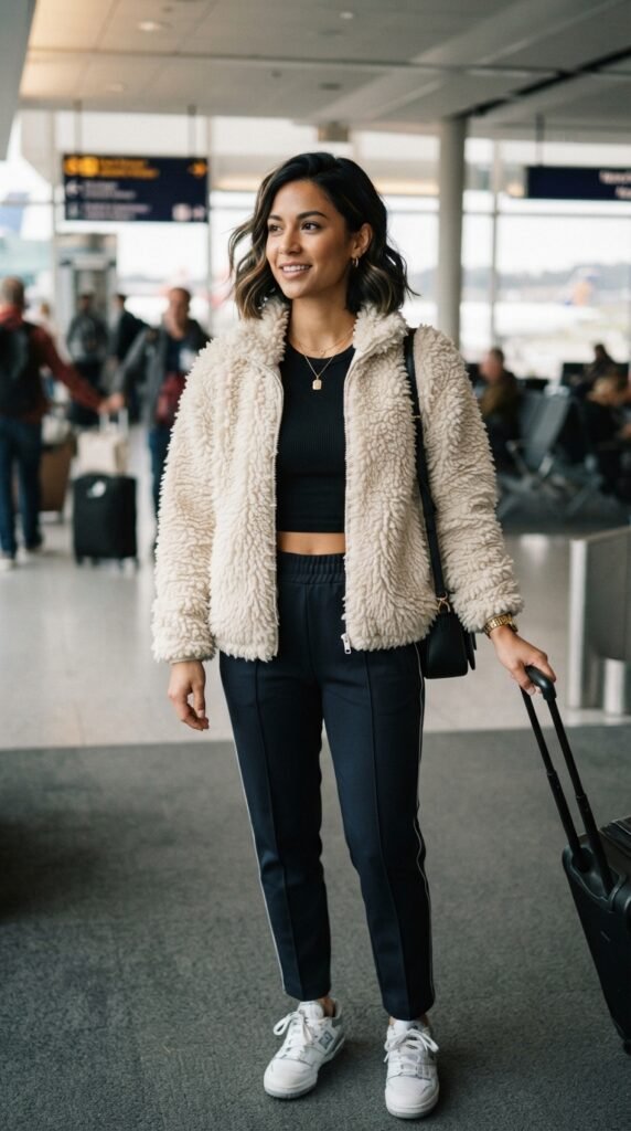 Athleisure Loop Shaggy Jacket Outfit Ideas Stylish Looks Hairstyle