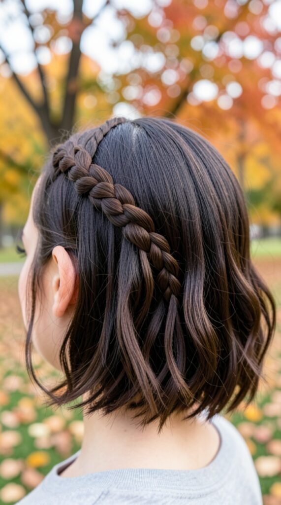 Braided Crown Lob Fall Hairstyles for Short Hair 2026 Hairstyle