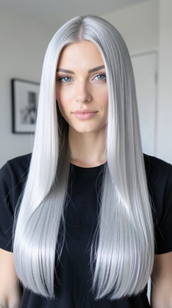 Icy Ash Blond Glass Straight Fall Hairstyles for Long Hair 2026 Hairstyle