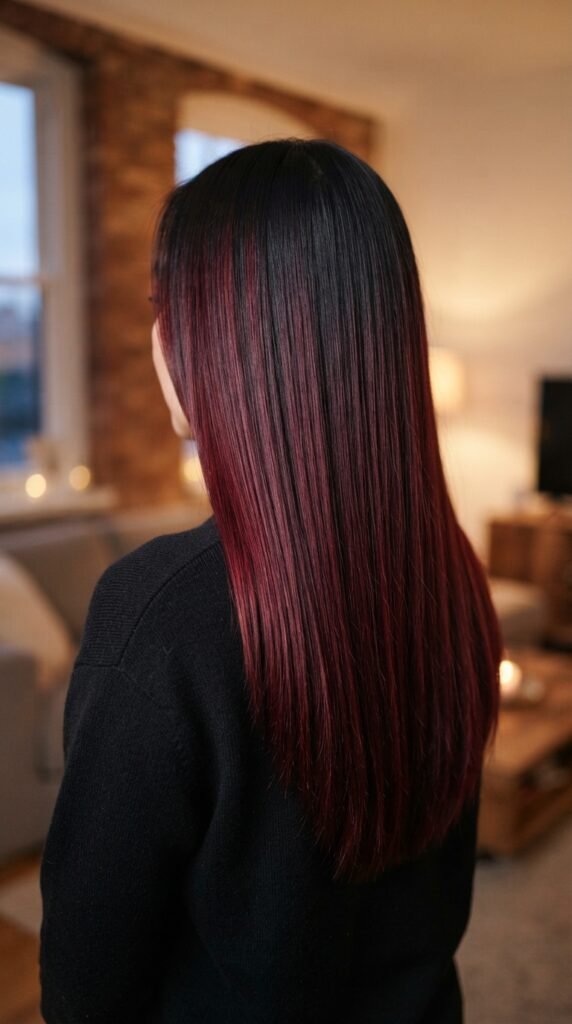 Deep Burgundy Melt Balayage Hairstyle