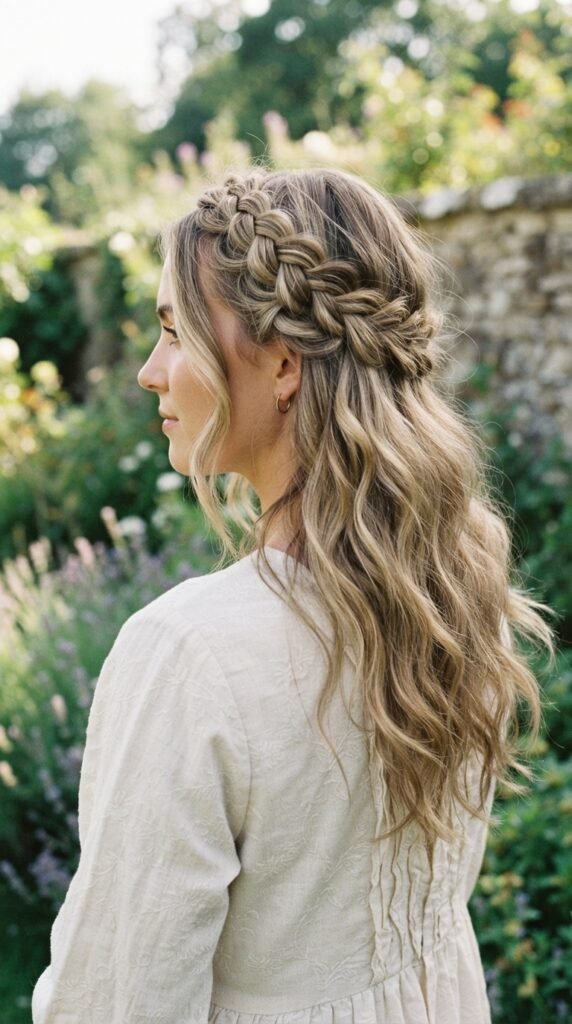 Boho Braided Crown Body Waves Hairstyle