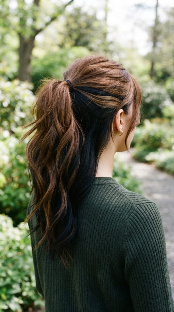 Midnight Black Contrast Hair Lowlights Color Ideas Hairstyle