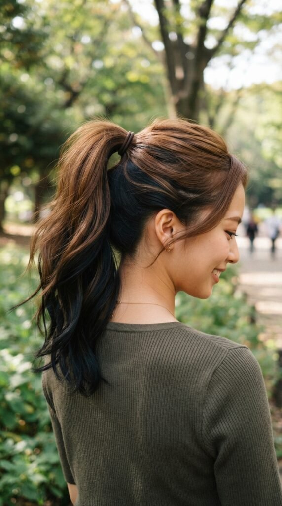 Midnight Black Contrast Hair Lowlights Color Ideas Hairstyle