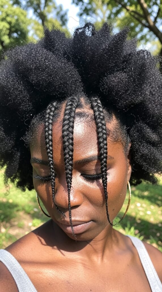 Micro-Braided Crown Afro Hairstyle