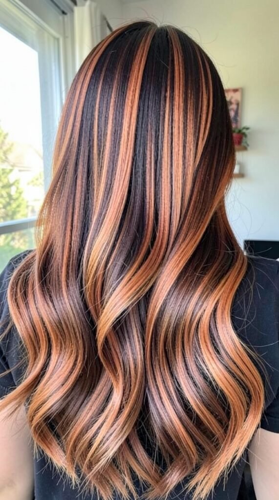 Copper Balayage Ribbon Hair Colors Hairstyle