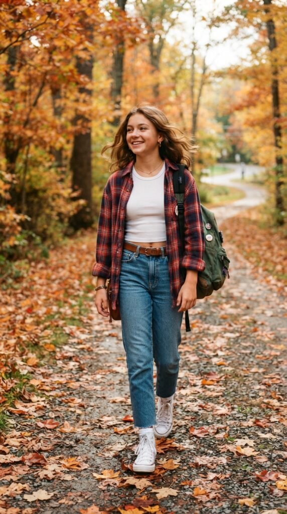 The Horizontal Striped Sweater and Parachute Pants Back to School Outfit