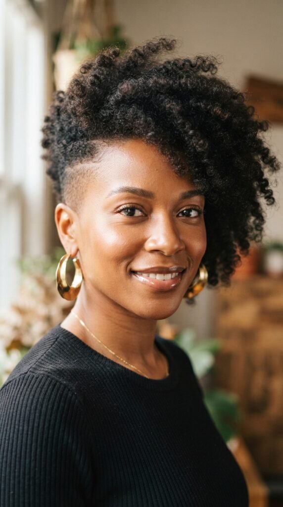 Asymmetrical Short Afro Hairstyle