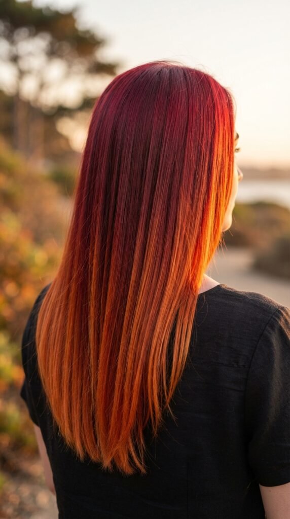 Sunset Crimson Copper Hair Colors Hairstyle