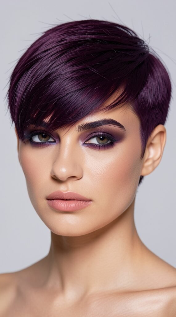 Dark Plum Buzz Cut Fall Hairstyles for Short Hair 2026 Hairstyle
