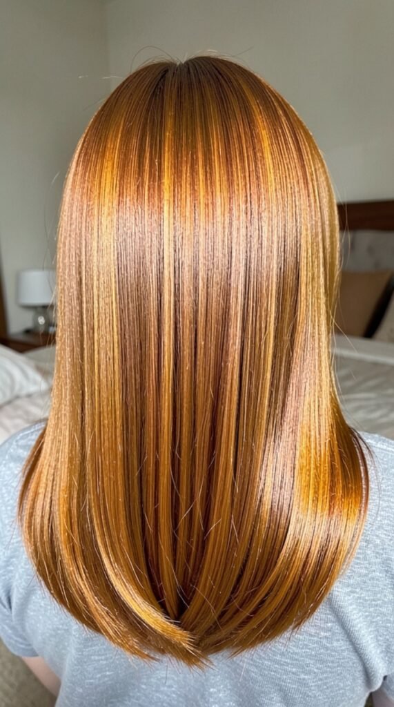 Glossy Amber Cinnamon Copper Hair Colors Hairstyle