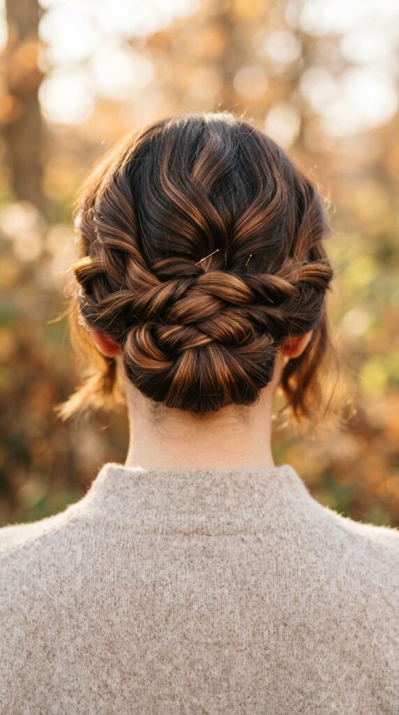Toasted Hazelnut Twisted Updo Fall Hairstyles for Short Hair 2026 Hairstyle