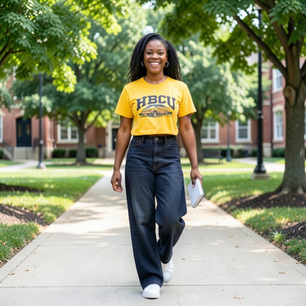 The Cropped HBCU Tee and Wide-Leg Denim FDOC Outfit