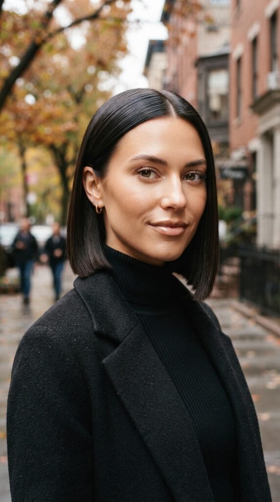 Sleek Espresso Glass Bob Fall Hairstyles for Short Hair 2026 Hairstyle