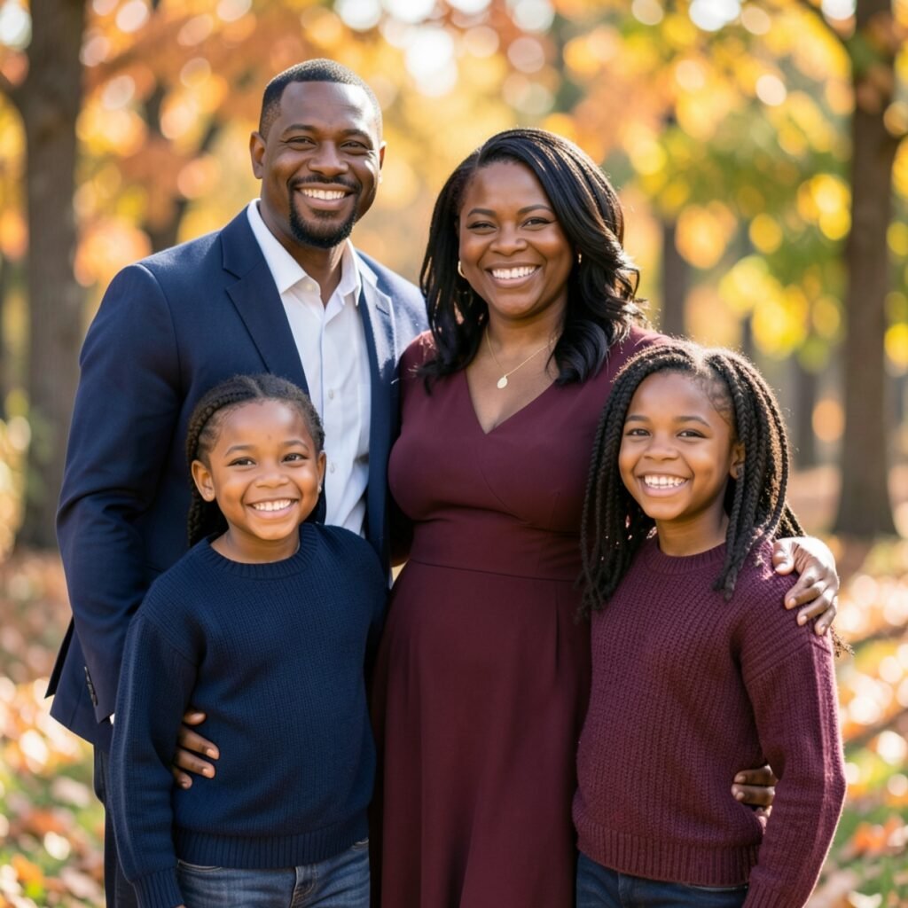 Burgundy, Navy, and Cream Family Photo Outfits Fall Color Scheme