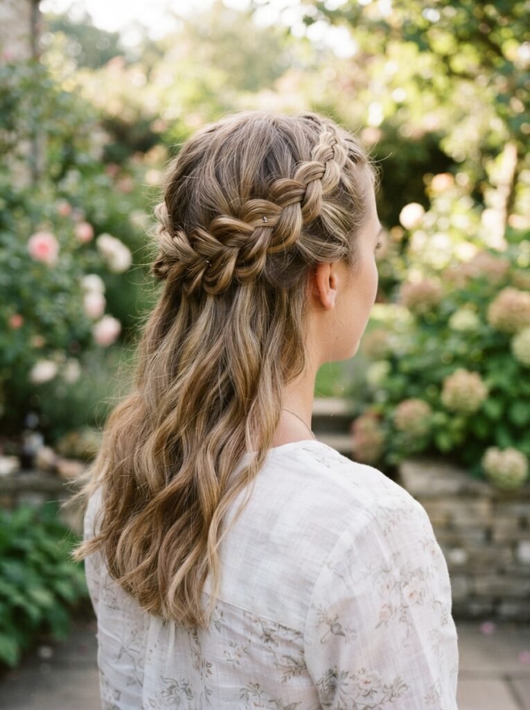 3. Half-Up Braid Crown
