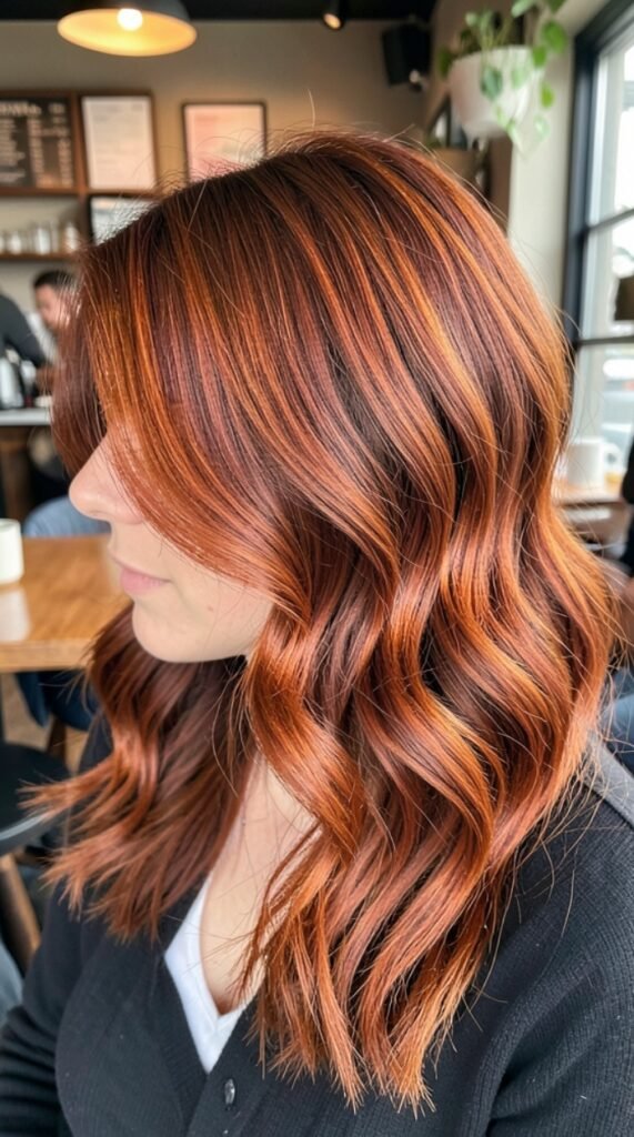 Spiced Cinnamon Auburn Hair Lowlights Color Ideas
