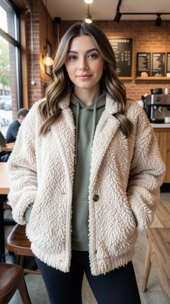 Oversized Loop-Knit Shaggy Jacket Outfit Ideas Stylish Looks Hairstyle