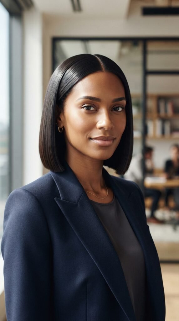 Glass-Straight Bob Fall Office Hairstyles 2026 Professional Hair