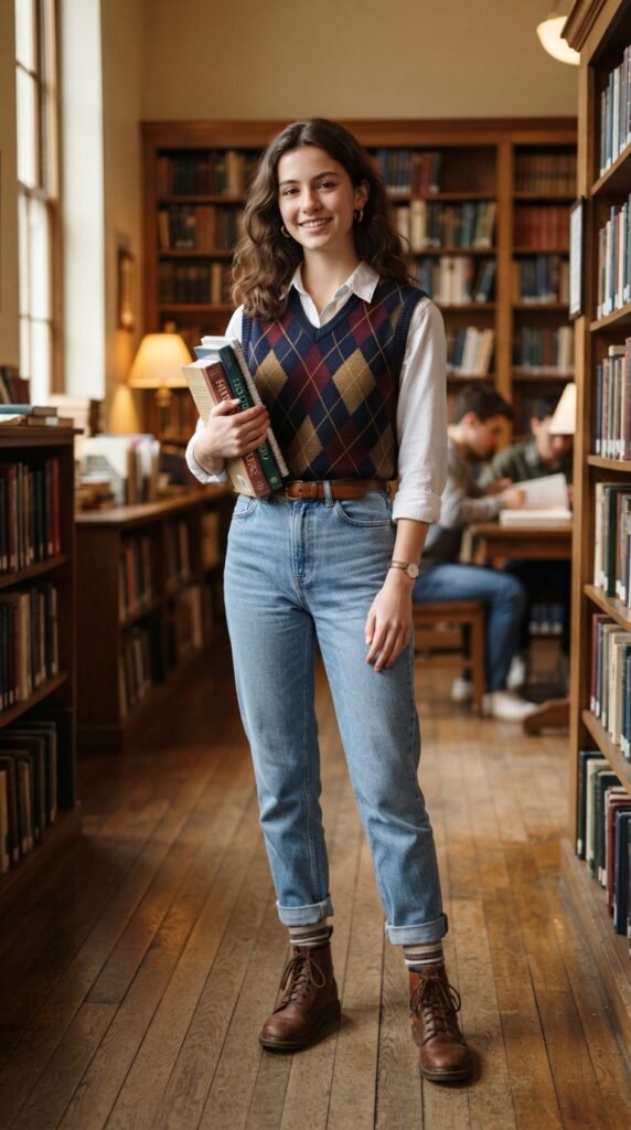 The Layered Sweater Vest and Shirt Back to School Outfit