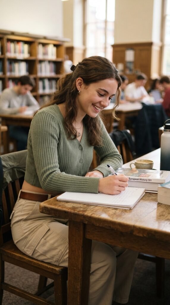 The Cropped Cardigan and Cargo Pants Back to School Outfit