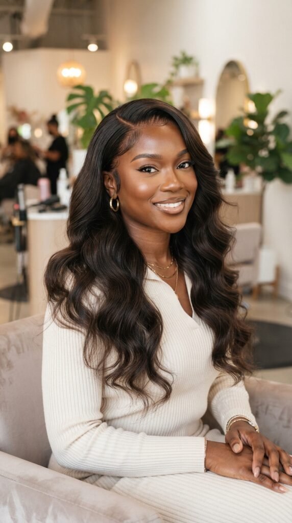 Soft Body Wave Sew-In Side Part Hairstyles Black Women Idea