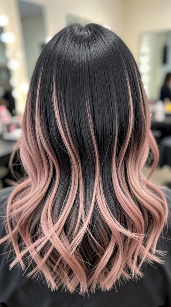 Espresso Rose Gold Balayage Hairstyle