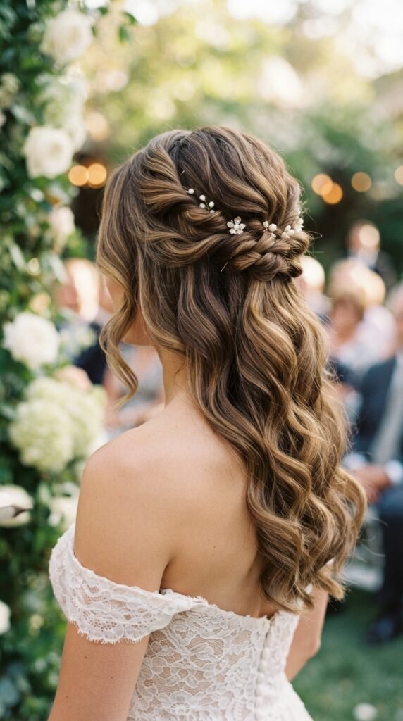 Romantic Half-Up Twist Body Waves Hairstyle